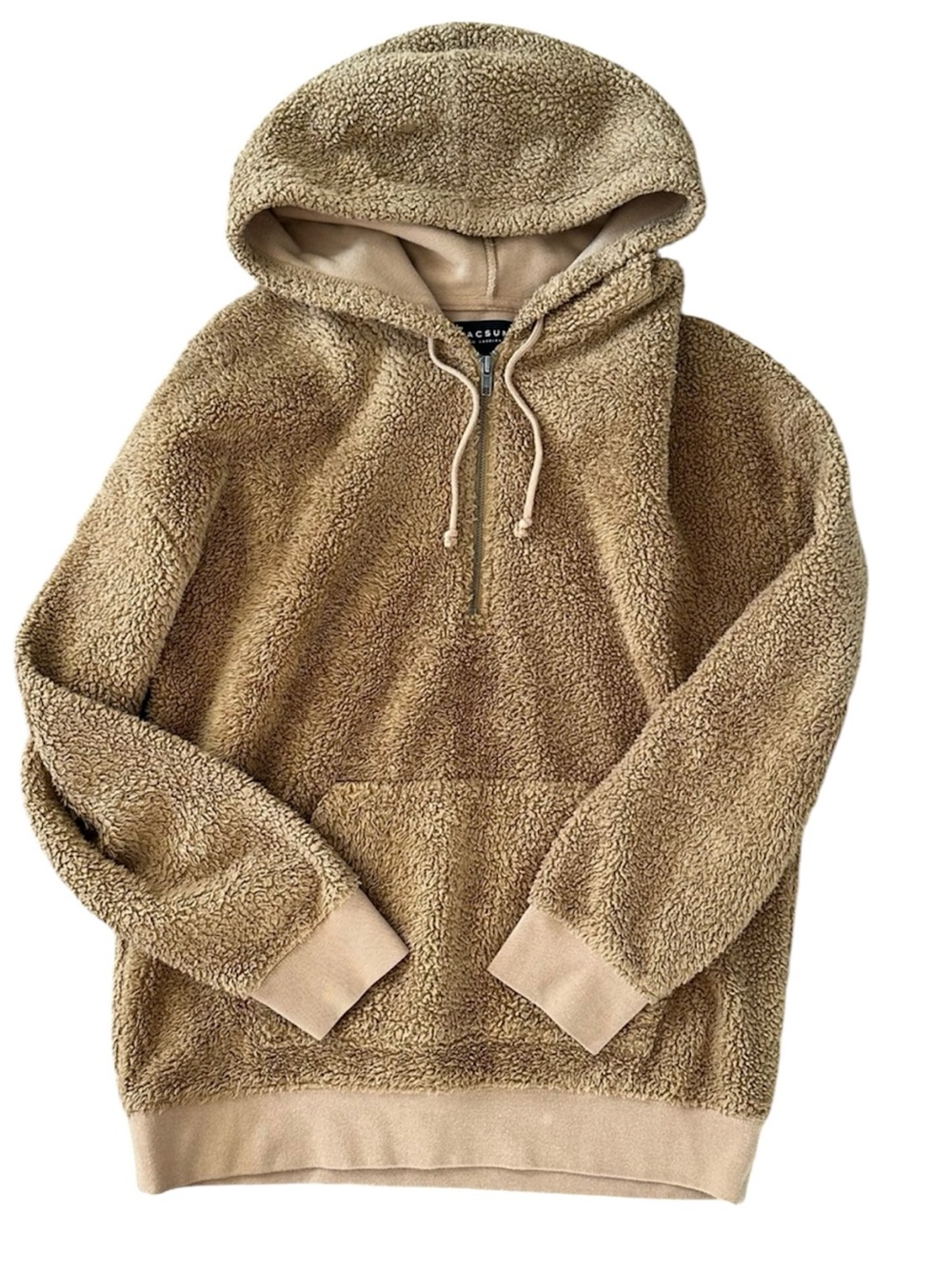 PacSun Tan Sherpa Quarter zip Hoodie
